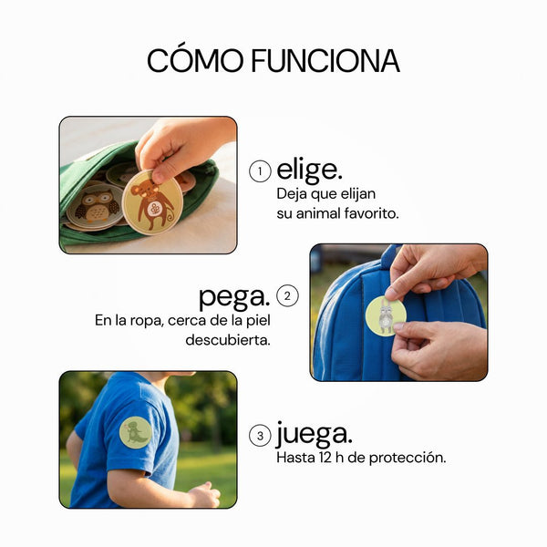 Cómo funciona: elige el animal, pégalo en la ropa y a jugar