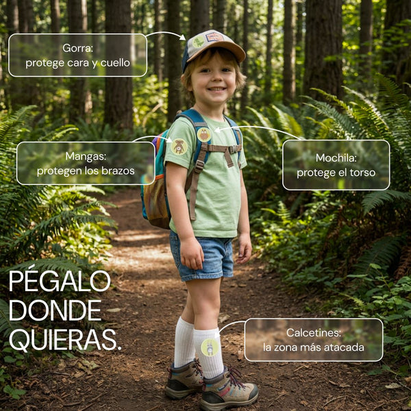 Pégalo donde quieras: gorra, mangas, mochila y calcetines