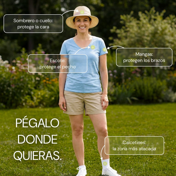 Pégalo donde quieras: sombrero, escote, mangas y calcetines