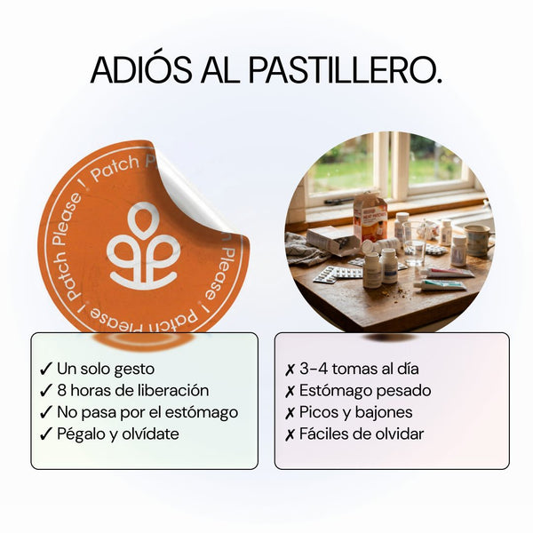 Parche frente al pastillero
